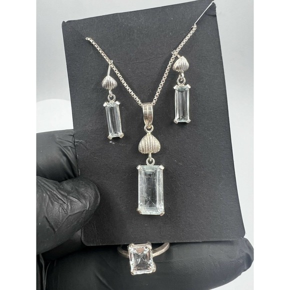 Aquamarine Gemstone Handmade Jewelry Set Stone Mine Gilgit Pakistan - Picture 6 of 11